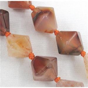 red agate beads, bicone, approx 12mm dia, 15.5 inches [GMLB894]