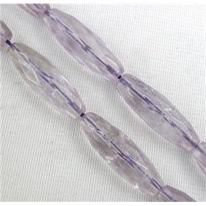 amethyst quartz bead, faceted barrel, lt.purple, approx 10x30mm, 15.5 inches [GMLB896]