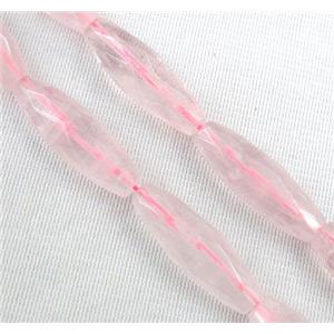rose quartz beads, faceted barrel, approx 10x30mm, 15.5 inches [GMLB898]