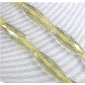 lemon quartz beads, faceted barrel, approx 10x30mm, 15.5 inches [GMLB899]