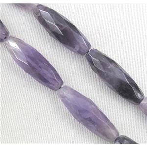 amethyst beads, faceted barrel, purple, approx 10x30mm, 15.5 inches [GMLB901]