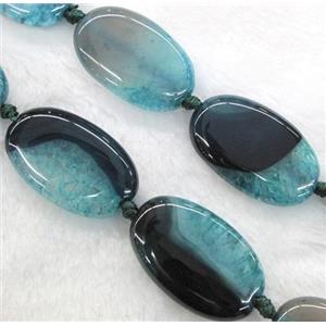 green druzy agate beads, oval, approx 25x40mm, 15.5 inches [GMLB908]