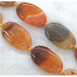 orange druzy agate beads, oval, approx 25x40mm, 15.5 inches [GMLB909]