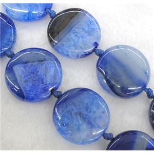 blue druzy agate circle beads, approx 30mm dia, 15.5 inches [GMLB914]