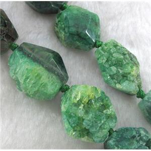 green druzy agate beads, freeform, approx 13-18mm, 15.5 inches [GMLB919-S]