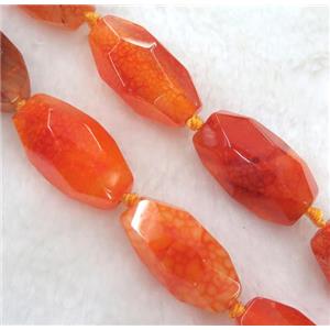 dragon veins agate bead, faceted barrel, orange, approx 15-32mm [GMLB959]