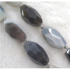 natural grey agate beads, faceted barrel, approx 15-32mm [GMLB960]