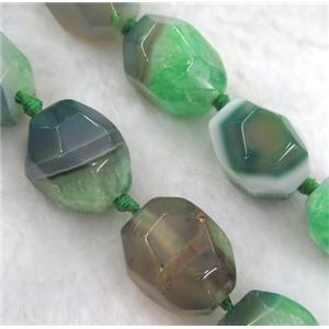 green druzy agate beads, faceted freeform, approx 15-20mm [GMLB964]
