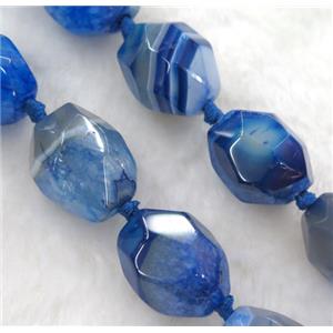 blue druzy agate beads, faceted freeform, approx 15-20mm [GMLB966]