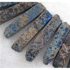 Imperial jasper beads collar, stick, blue, top dilled, approx 20-60mm [GMLB975]
