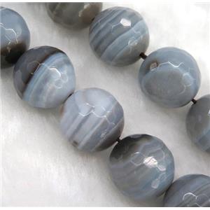 natural gray Botswana Agate beads, faceted round, approx 16mm dia, 15.5 inches [GMLB994-16MM]