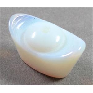 white opalite beads, yuanbao, 10x20x12mm, approx 33pcs per st [GMOP015]