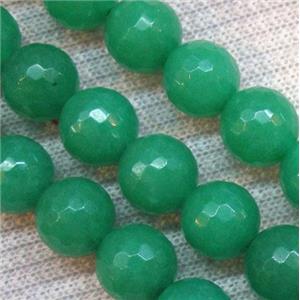 Natural Opal Jade Bead, faceted round, green, 10mm dia, approx 38pcs per st [GMOP046-10MM]