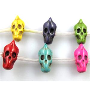 Ultraman Bead, synthetic Turquoise Skull, mix color, 12x22mm [GMOT102]