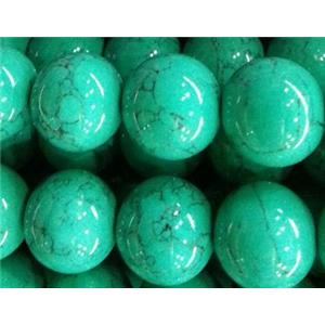 Round Turquoise Beads, green treated, 4mm dia, 15.5 inches [GMOT115-4MM]