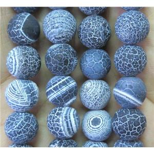 black frosted Crackle Agate Stone beads, round, 8mm dia, 50pcs per st [GMOT116-8MM]