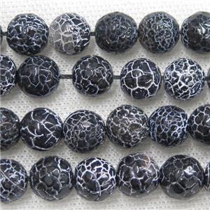black Crackle Agate Stone beads, faceted round, 20mm dia, 20pcs per st [GMOT118-20MM]