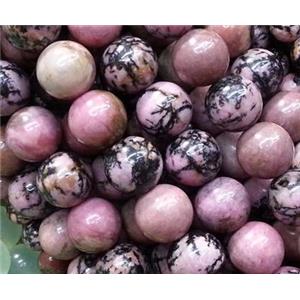 Rhodonite beads, round gemstone, AA grade, 12mm dia, approx 31pcs per st [GMOT124]