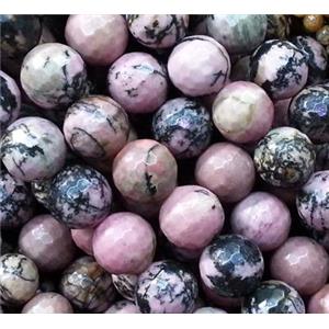 Rhodonite Beads, faceted round, 8mm dia, approx 48pcs per st [GMOT125-8MM]