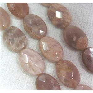 sunstone bead, faceted oval, 13x18mm [GMOT131]