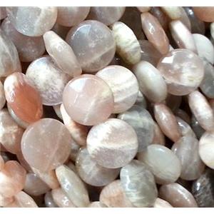sunstone beads, faceted flat round, 15mm dia [GMOT133-15MM]