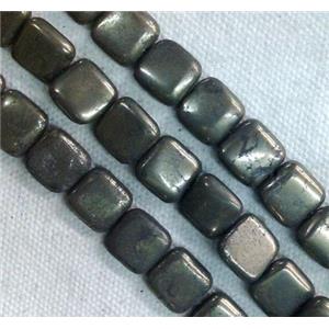 natural Pyrite Beads, square, 12x12mm [GMOT151]