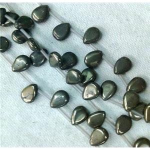 natural Pyrite Beads, teardrop, top-drilled, 10x14mm [GMOT152]