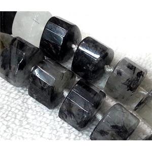 black and white quartz bead, faceted, approx 15x15x15mm [GMOT173]
