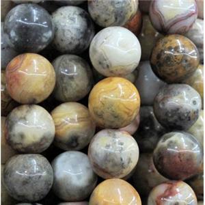 yellow crazy lace agate beads, round, approx 10mm dia, 38pcs per st [GMOT203]
