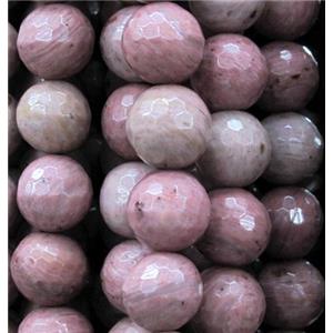 pink petrified wooden jasper bead, faceted round, approx 6mm dia, 62pcs per st [GMOT226-6MM]