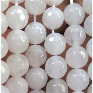 white jade bead, faceted round, 12mm dia, approx 31pcs per st [GMOT253-12MM]