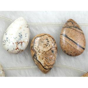 Picture jasper, teardrop, drilled top hole, 16x25mm,13pcs per st [GMOT29]