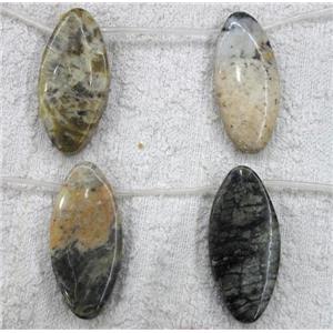 jasper bead, flat-oval, approx 20x45mm, 9pcs per st [GMOT312]
