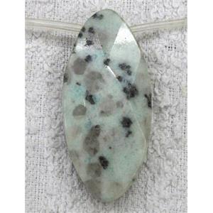 spotted dalmatian jasper beads, faceted flat-oval, approx 20x45mm, 9pcs per st [GMOT317]