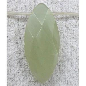 Chinese Jade bead, faceted flat-oval, approx 20x45mm, 9pcs per st [GMOT318]