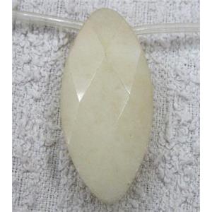 yellow jade bead, faceted flat-oval, approx 20x45mm, 9pcs per st [GMOT320]