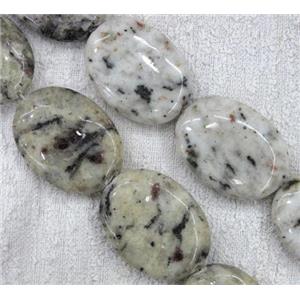 dalmatian jasper beads, flat-oval, approx 30x40mm, 10pcs per st [GMOT322]