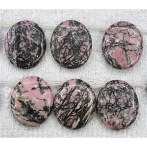 rhodonite bead, flat-oval, approx 25x30mm, 13pcs per st [GMOT324]