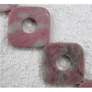 pink jasper bead, square, approx 30x30mm, 13pcs per st [GMOT339]