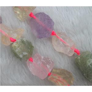 mix quartz beads, freeform nugget, mixed, approx 15-25mm [GMOT384]