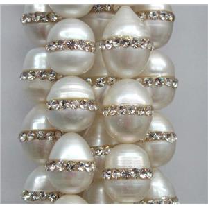 shell pearl paved rhinestone, approx 10x14mm, approx 28pcs per st [GMOT475]