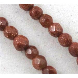 goldsand stone beads, tiny, faceted round, approx 3mm dia, 15 inches [GMOT510]