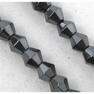 hematite beads, black, bicone, approx 4mm, 15 inches [GMOT522]