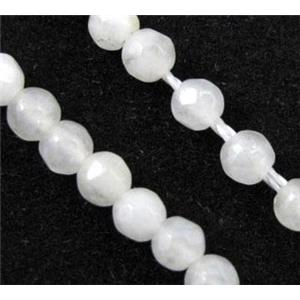 white jade beads, tiny, faceted round, approx 3mm dia, 15.5 inches [GMOT531-3MM]