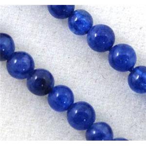 jade bead, tiny, round, deep blue, approx 3mm dia, 15.5 inches [GMOT545-3MM]