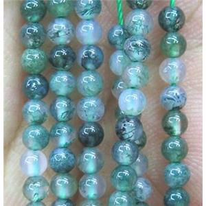 round tiny Moss Agate bead, green, approx 3mm dia, 130pcs per st [GMOT559]