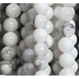 tiny turquoise bead, round, white, approx 3mm dia, 130pcs per st [GMOT587]