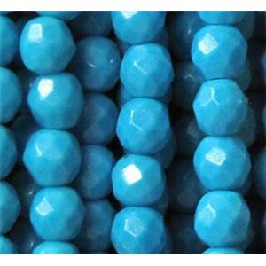 tiny turquoise beads, faceted round, blue, approx 3mm dia, 130pcs per st [GMOT598]