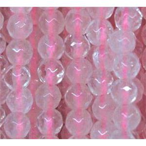rose quartz beads, tiny, faceted round, approx 3mm dia, 130pcs per st [GMOT605]