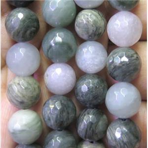faceted round green Actinolite beads, approx 12mm dia [GMOT610-12MM]